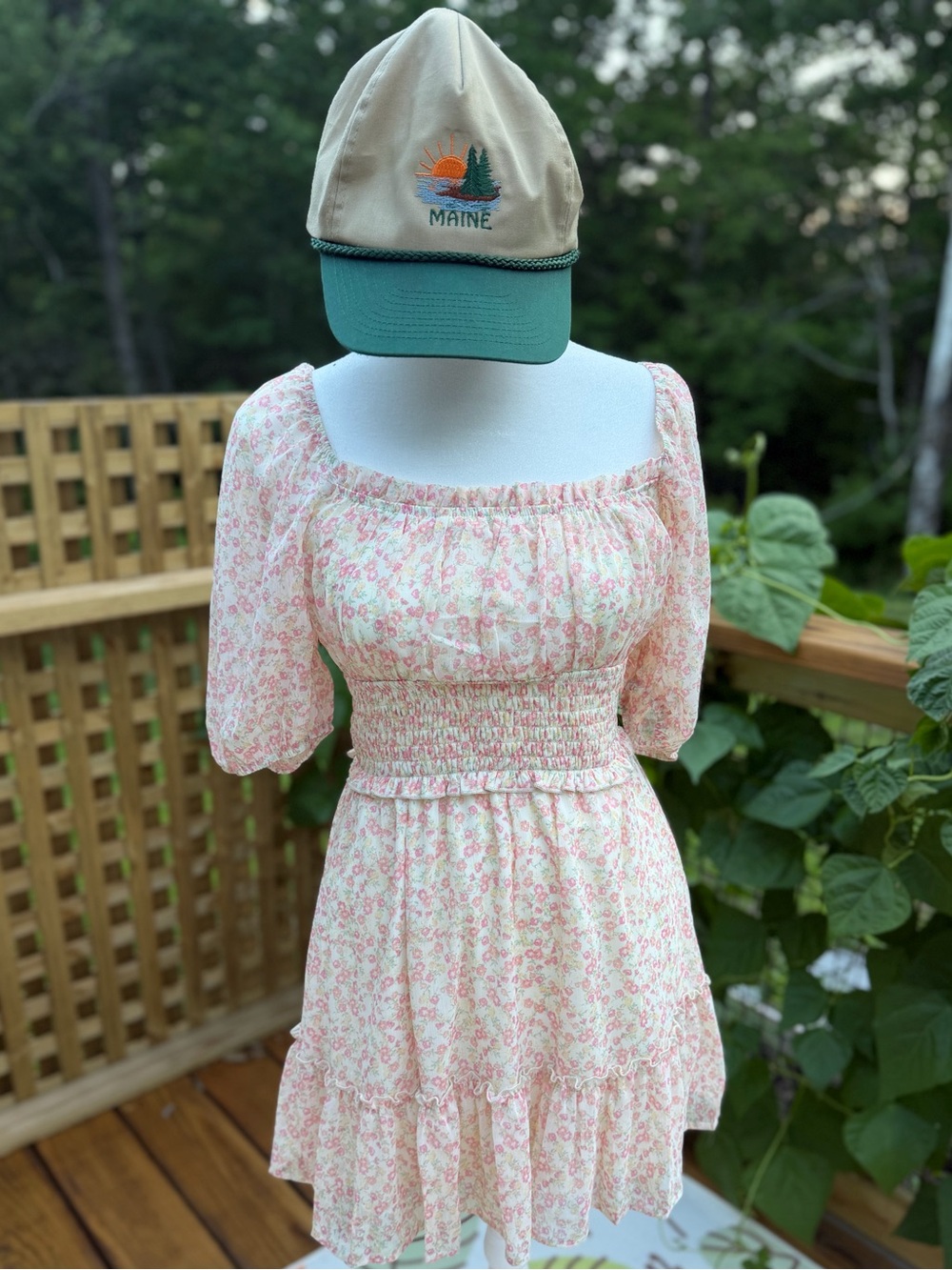 Trixxii Pink Floral Mini Dress - Size S (Gently Worn) *HAT NOT INCLUDED*